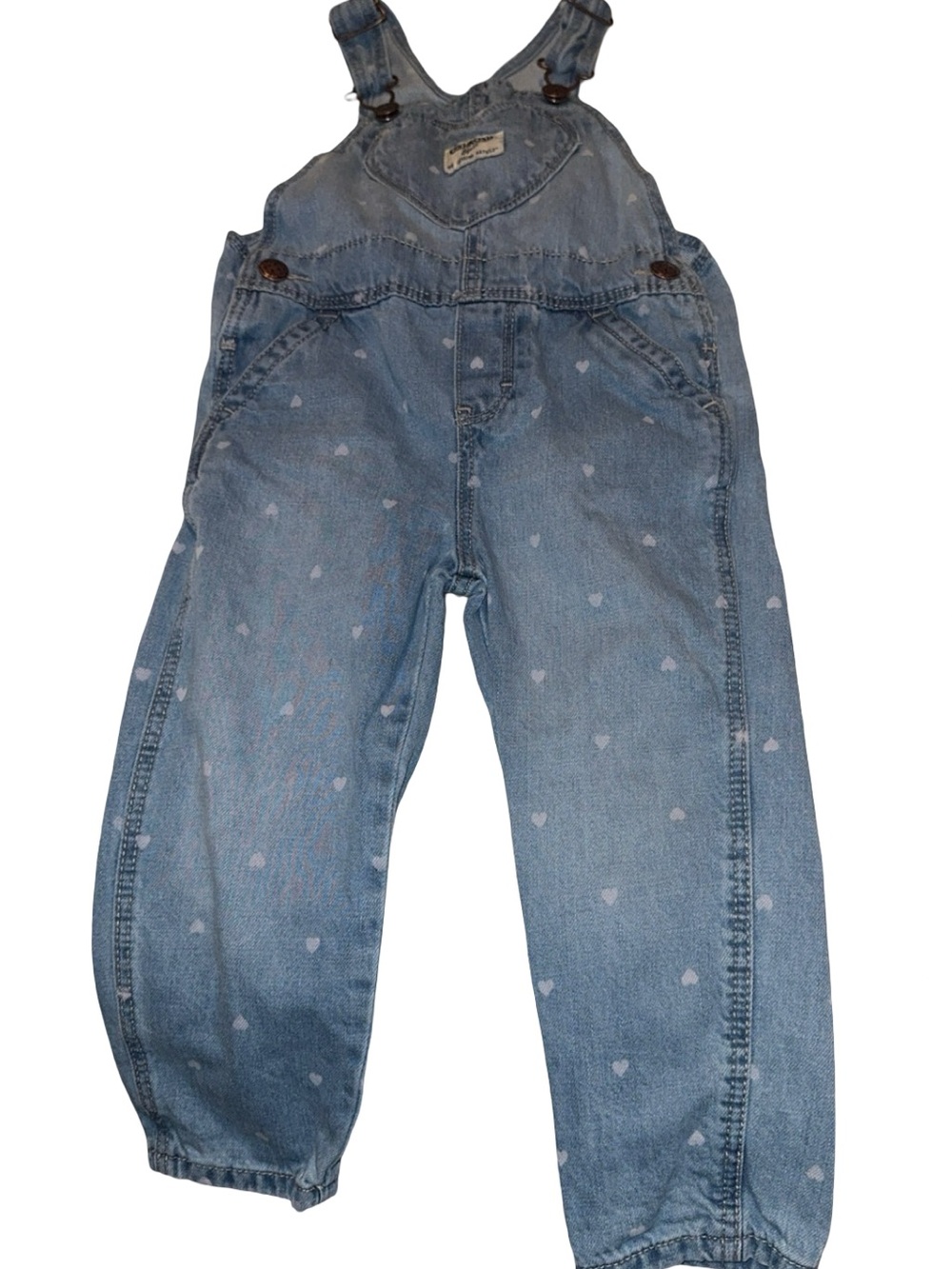 Oshkosh Blue Heart-Print Kids Denim Overalls